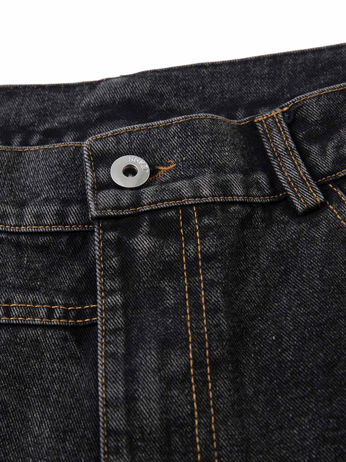 Washed Distressed Deconstructed Split Jeans - Goatlv