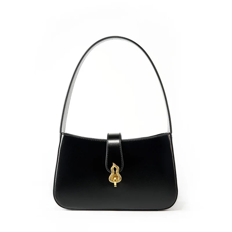Luxury Wine Red Genuine Leather Half Moon Shoulder Bag for Women Trendha