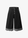 Retro Black Multi-pocket Exposed Raw Edge Cropped Jeans - Goatlv