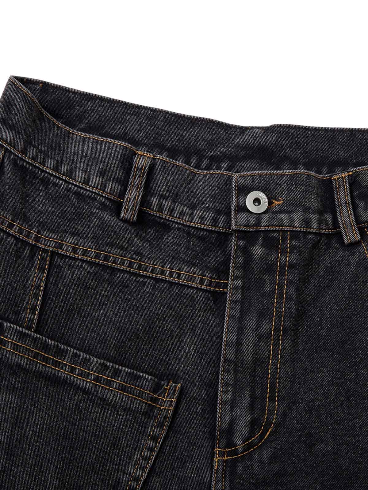 Washed Distressed Deconstructed Split Jeans - Goatlv