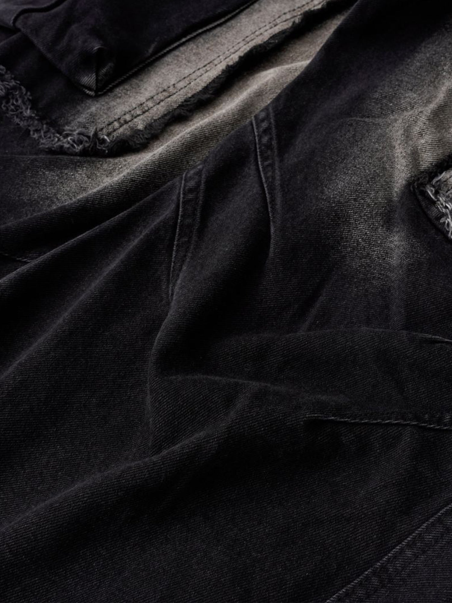 Distressed Raw Edge Cargo Drawstring Barrel Jeans - Goatlv