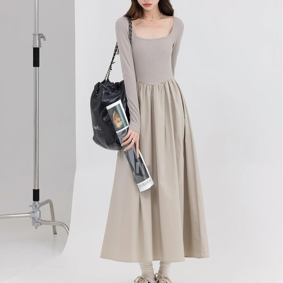 Elegant Square Neck Casual Dress Nyzzle