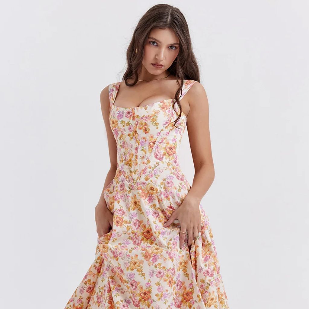 High Split Print A-line Dress Women Nyzzle