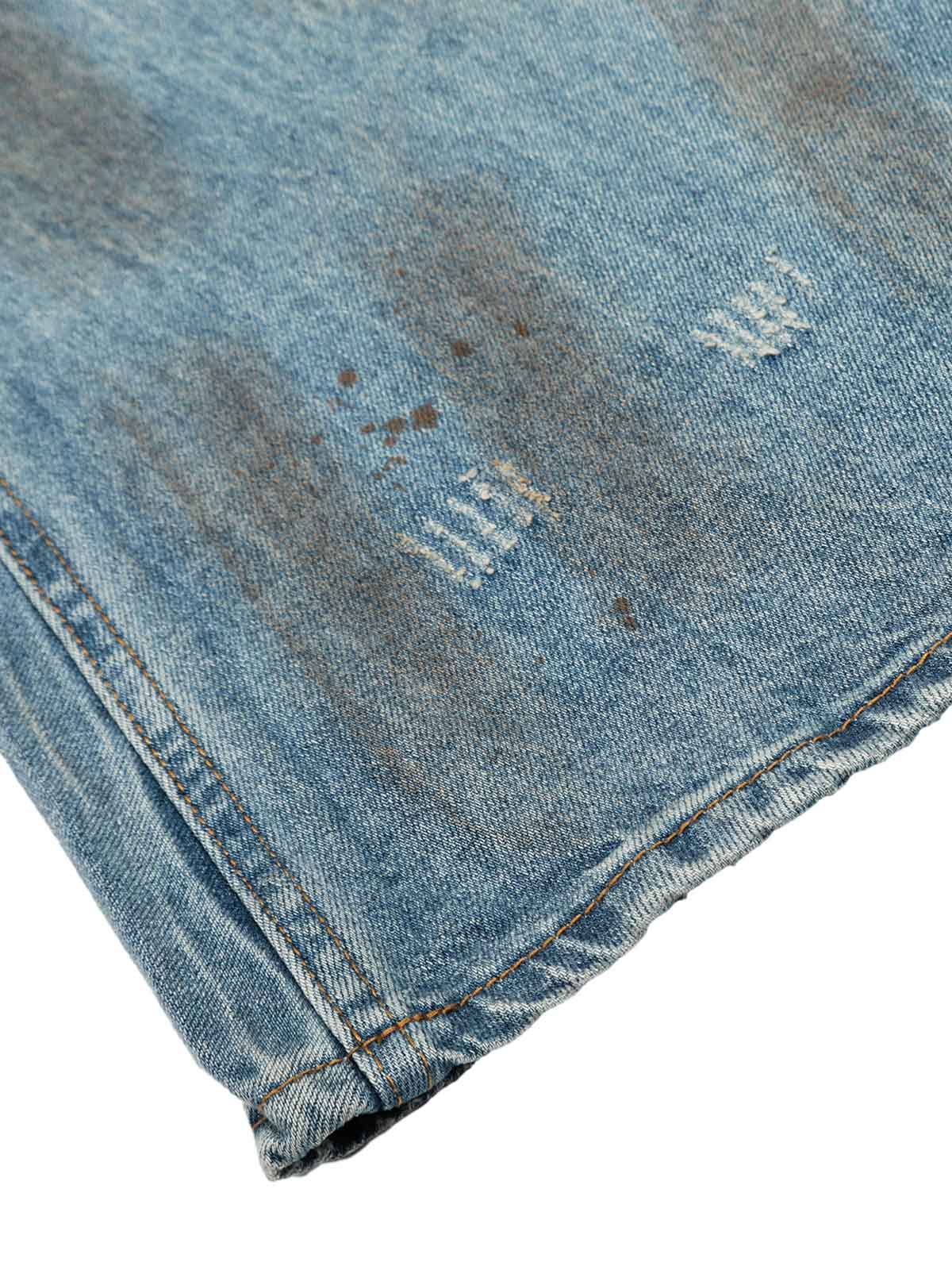 Washed Distressed Ripped Barrel Jeans - Goatlv