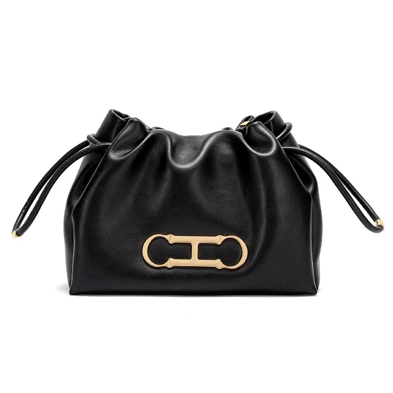 Chic Solid Color Retro Style Women's Drawstring Shoulder Bag Trendha