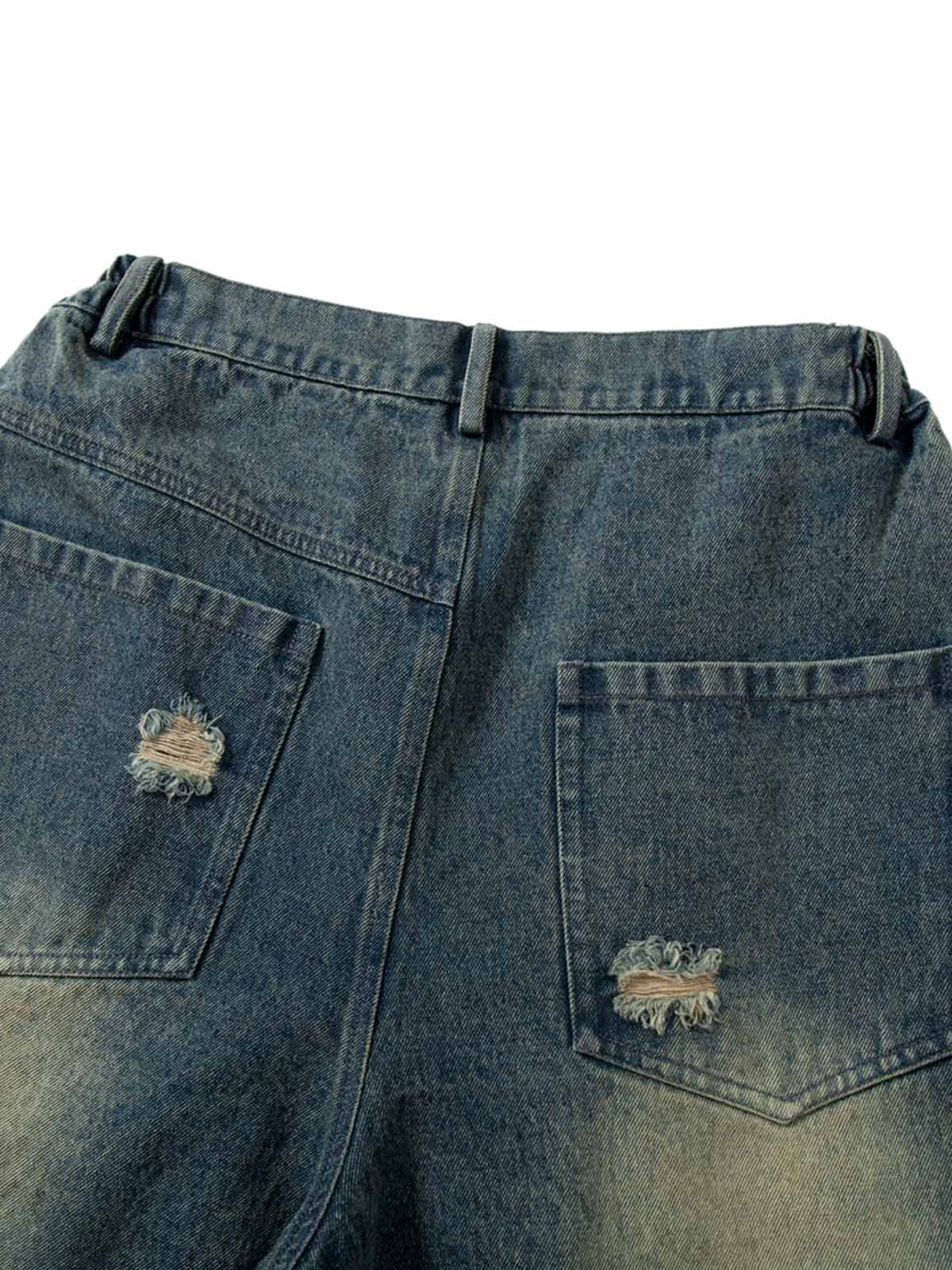 Camouflage Patchwork Workwear Straight Jeans - Goatlv