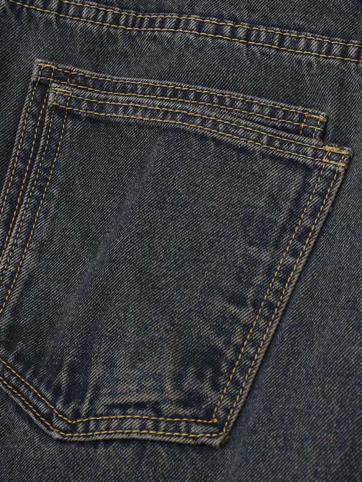 Vintage Washed Distressed Multi Pocket Cargo Jeans - Goatlv