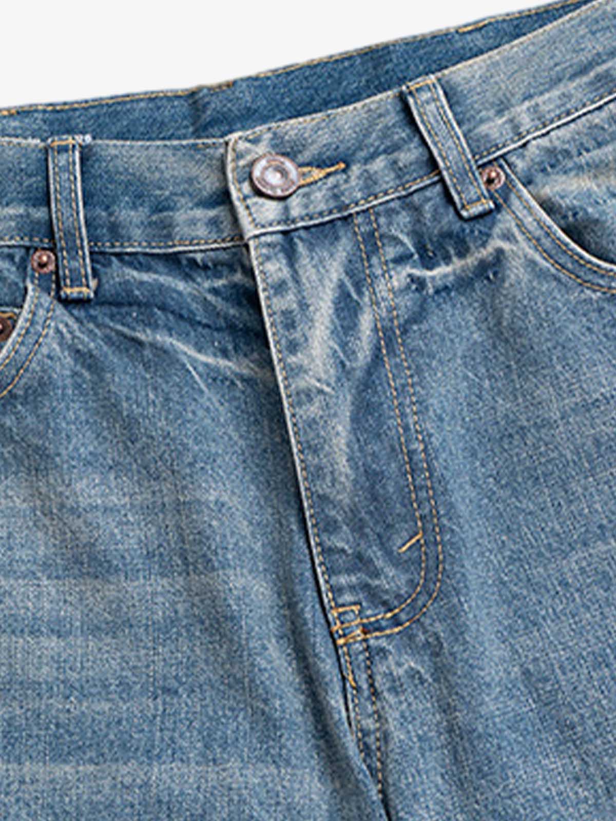 Washed Whitened Flared Jeans - Goatlv