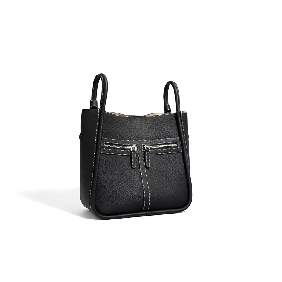 Genuine Leather Bucket Bag - Versatile Women's Shoulder & Handheld Tote Trendha