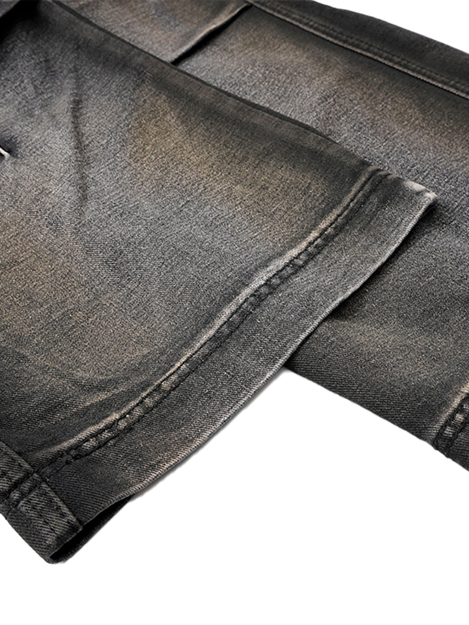 Washed Distressed Pleated Cargo Jeans - Goatlv