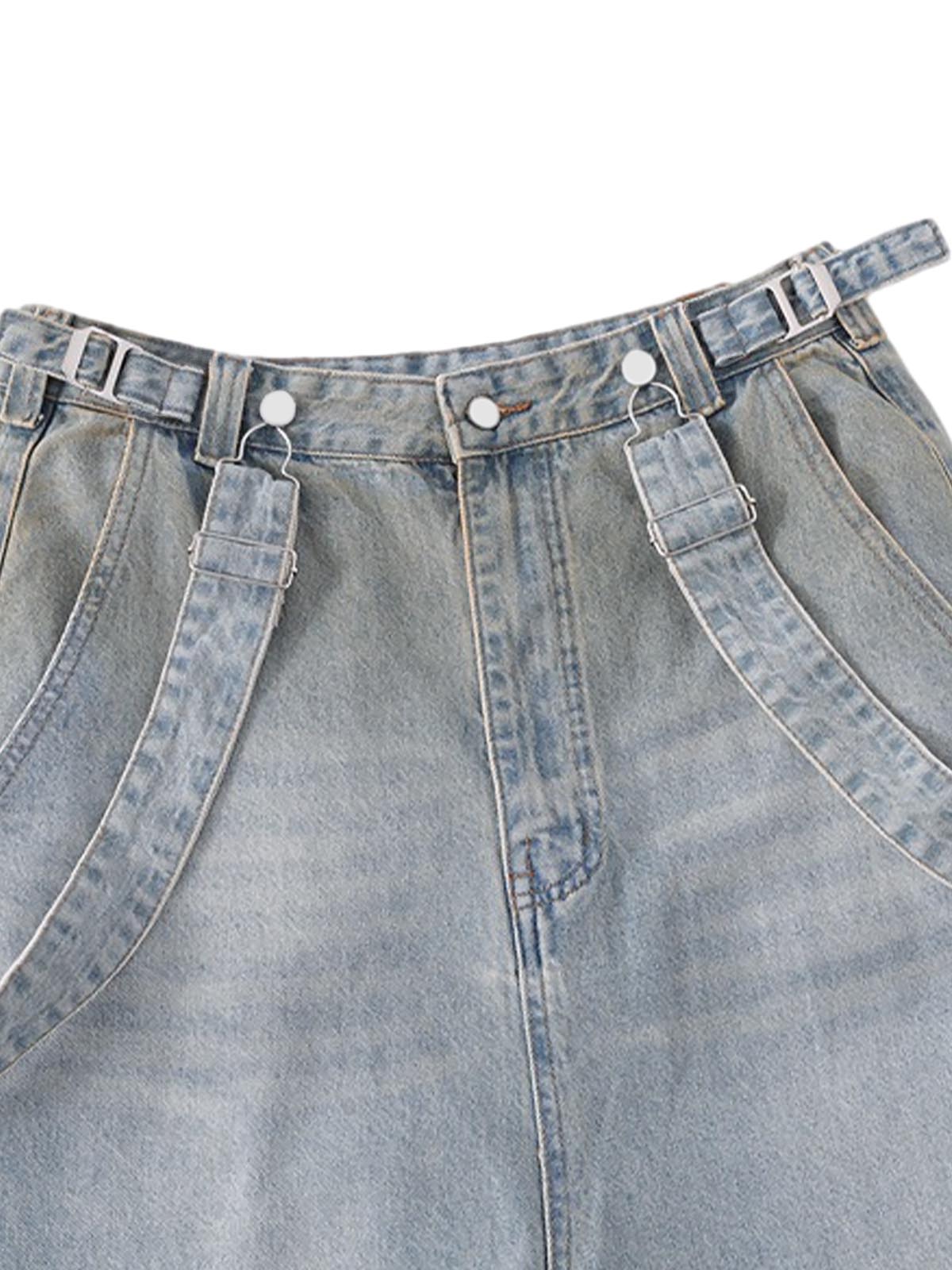 Distressed Washed Detachable Jeans - Goatlv