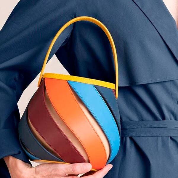 Colorful Striped PU Leather Bucket Handbag Trendha