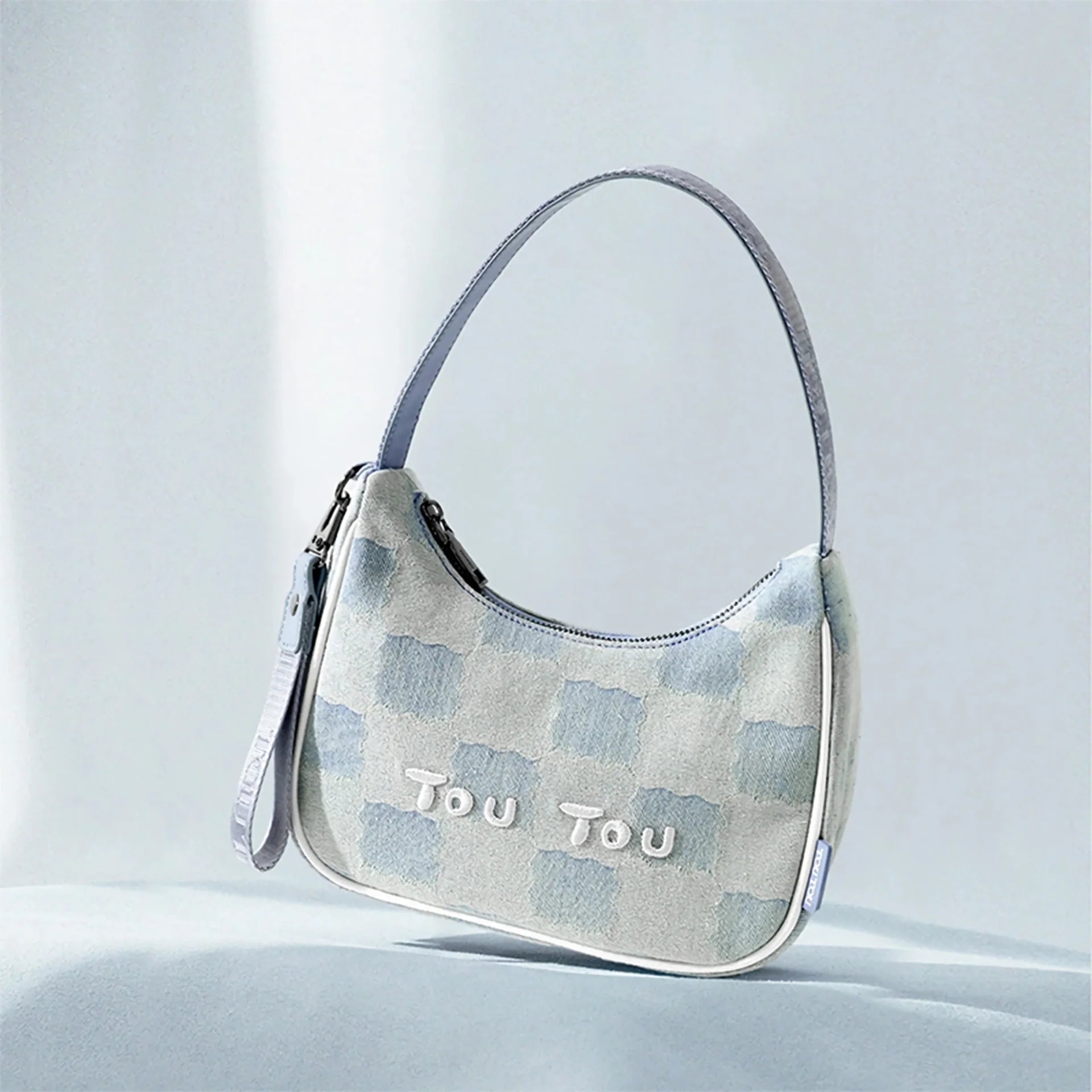 Versatile Biscuit Pattern Imitation Denim Shoulder Bag Trendha