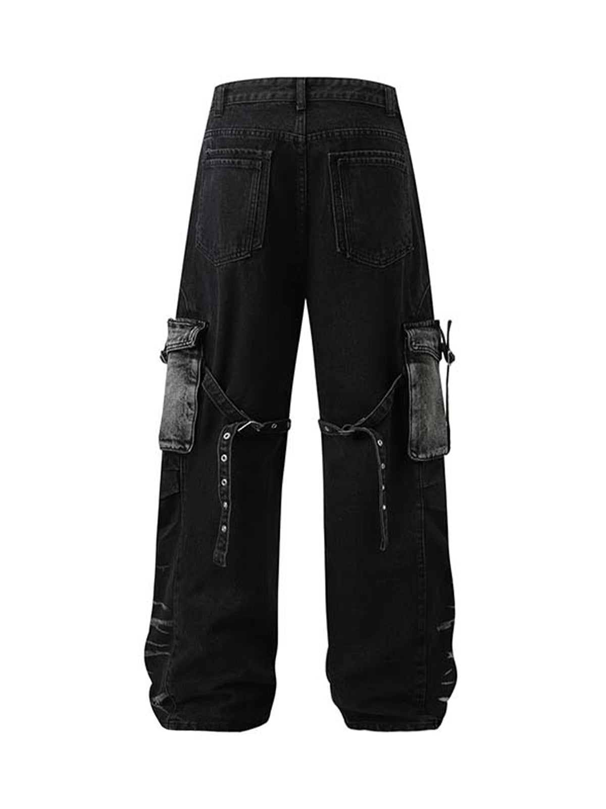 Vintage Washed Distressed Multi Pocket Cargo Jeans - Goatlv