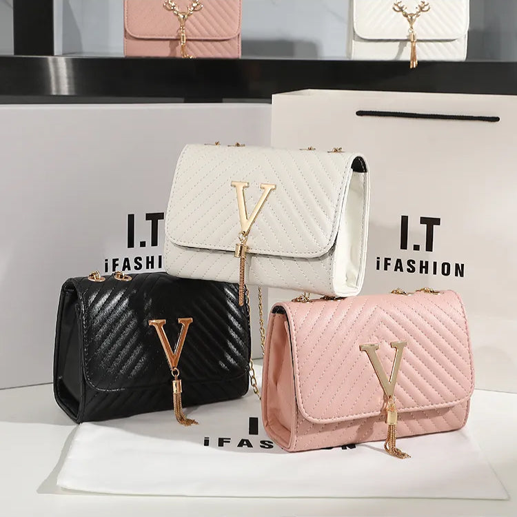 Luxury Embroidered Crossbody Bag with Sequined Tassel Trendha