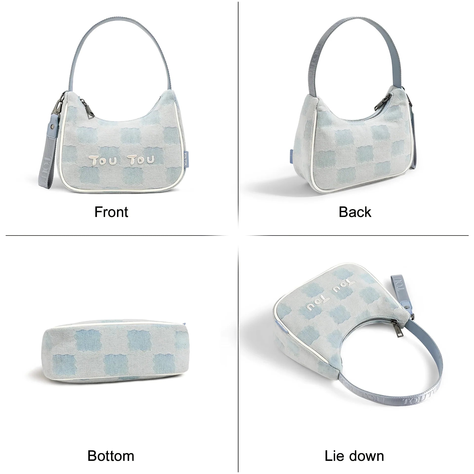 Versatile Biscuit Pattern Imitation Denim Shoulder Bag Trendha