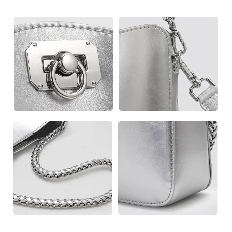 Stylish Chain Shoulder Bag – Cowhide Square Underarm Bag Trendha