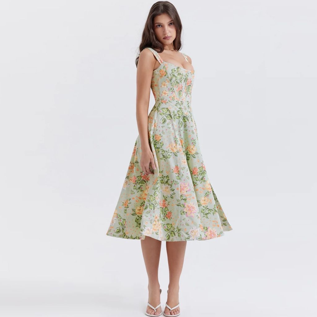 High Split Print A-line Dress Women Nyzzle