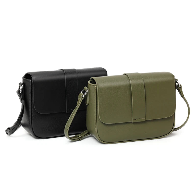 Stylish Soft Leather Crossbody Bag - 100% Cowhide Square Shoulder Bag Trendha