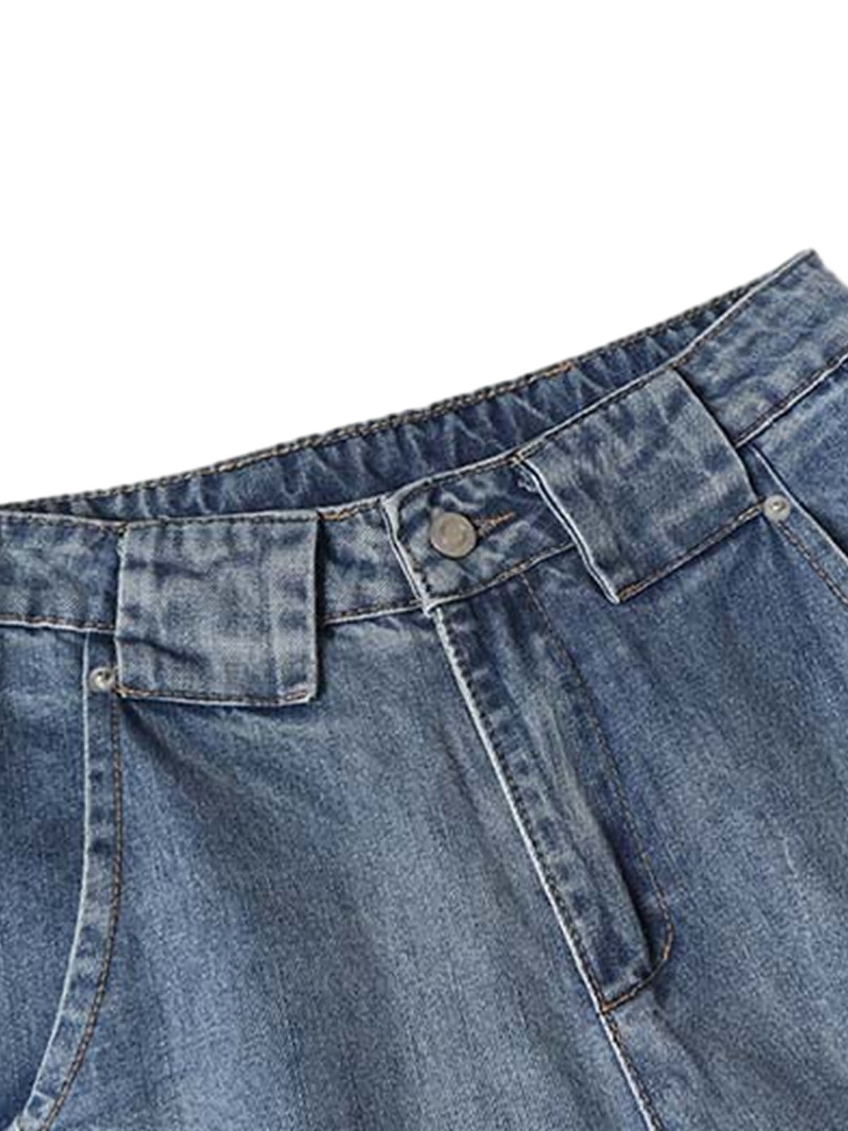 Distressed Washed Deconstructed Barrel Jeans - Goatlv