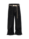 Cleanfit Buckle Belt Baggy Jeans - Goatlv