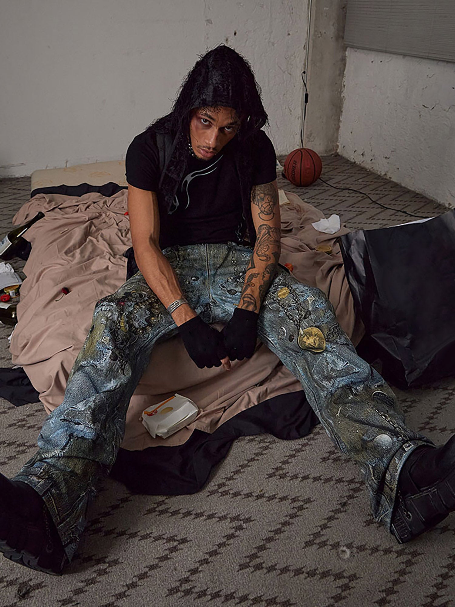 Goatlv Graffiti BORO Destruction Chain Jeans - 2110 - Goatlv