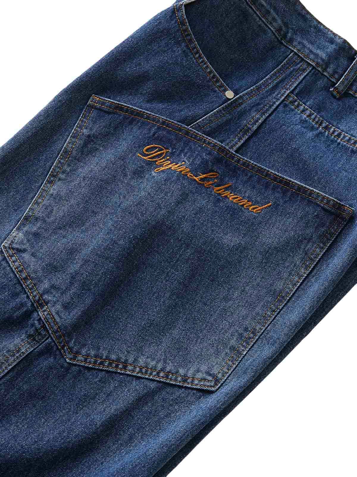 Embroidered Barrel Leg Jeans - Goatlv