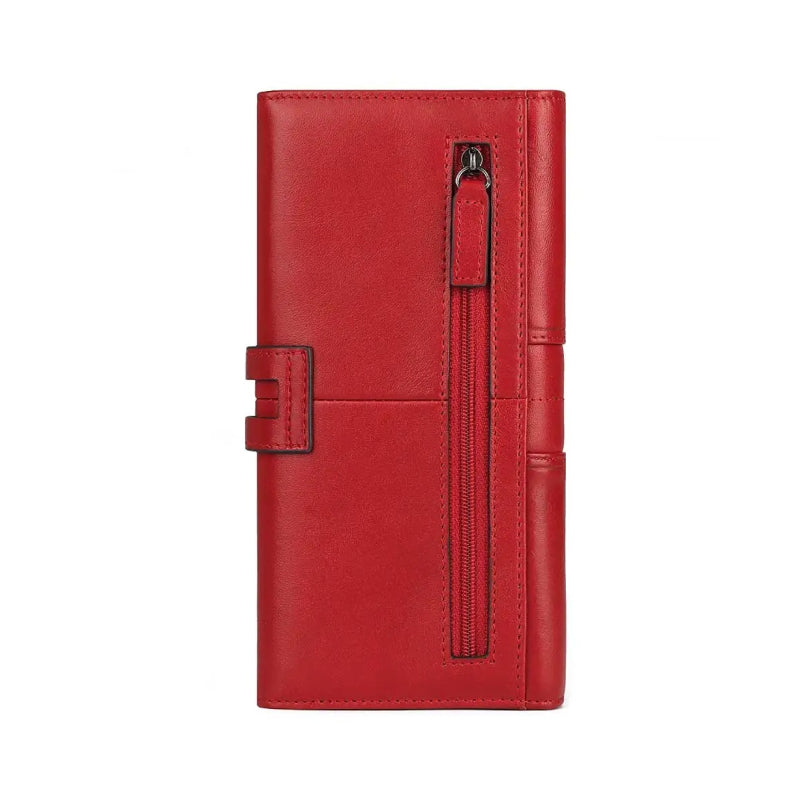 Genuine Leather Long Wallet with RFID Protection and Cellphone Pocket Trendha
