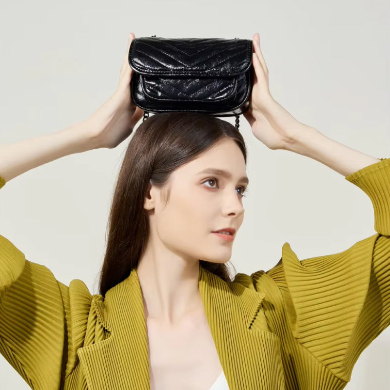 Genuine Leather Small Square Shoulder Bag Trendha