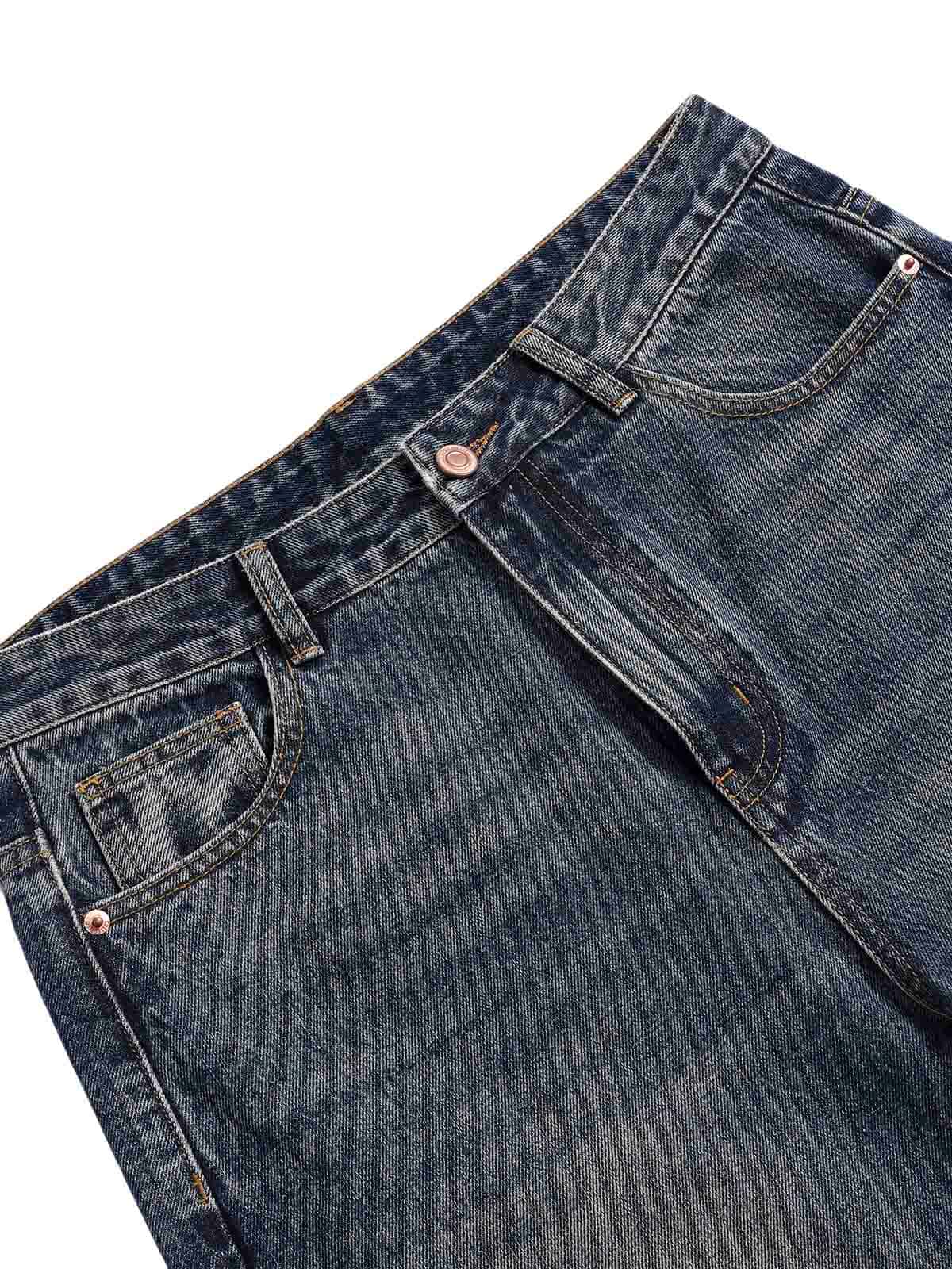 Tie Dyed Wrinkled Effect Straight Jeans - Goatlv