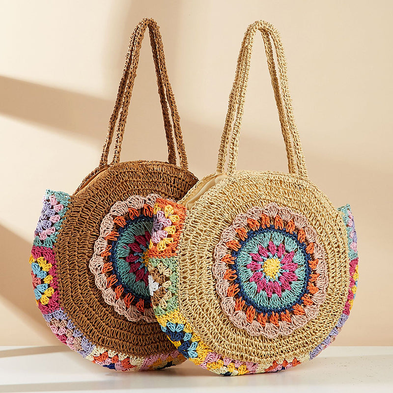 Bohemian Round Straw Woven Shoulder Bag Trendha