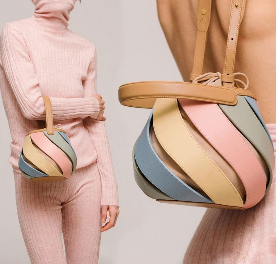 Colorful Striped PU Leather Bucket Handbag Trendha