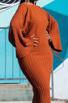 European And American Winter Long Sleeve Solid Color Rib Fabric Sheath Dress Nyzzle