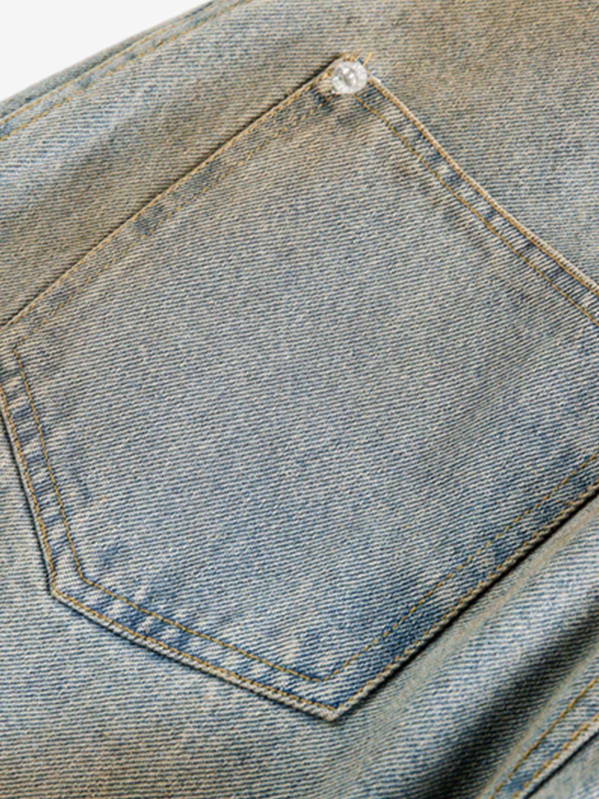 Street Deconstructed Spray Painted Machete Jeans - Goatlv