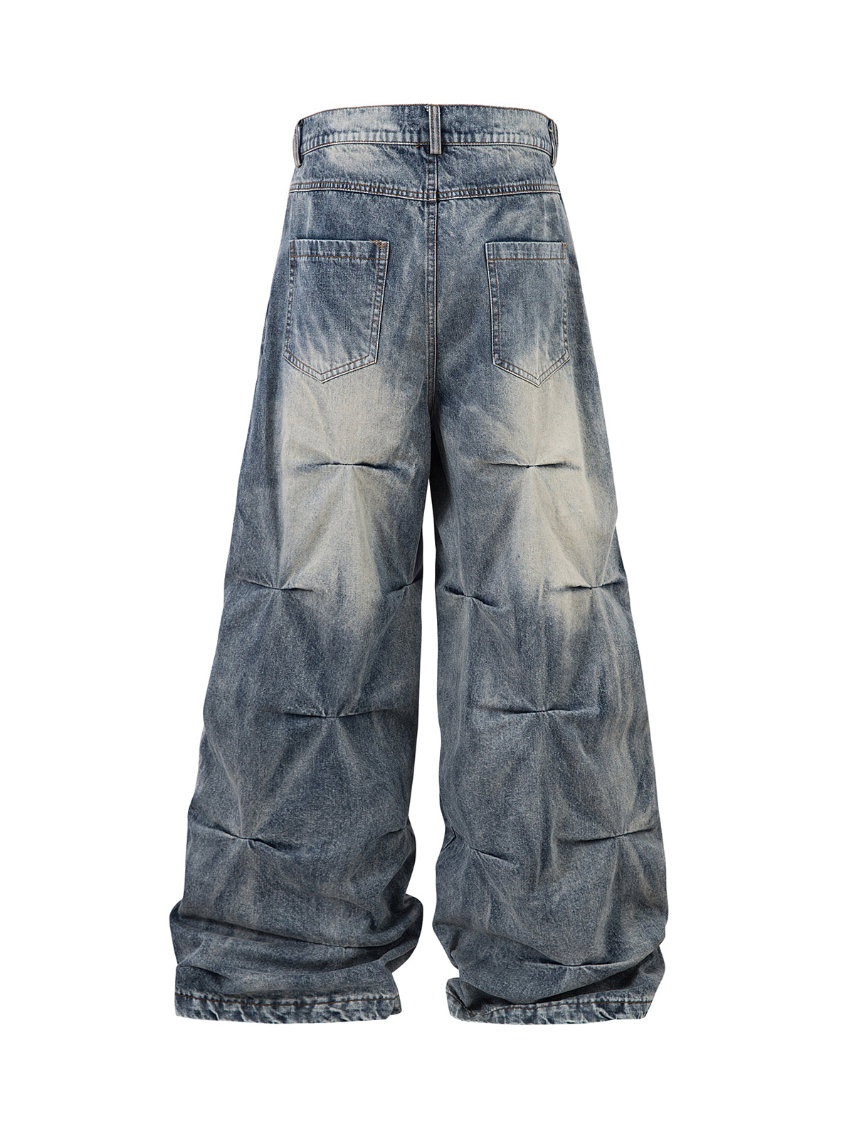 Distressed Washed Pleated Jeans - Goatlv