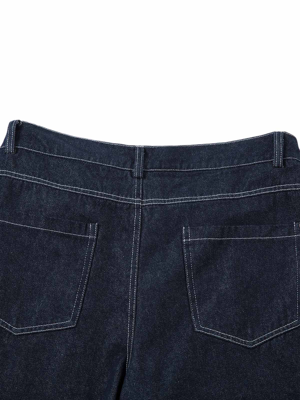 Deconstructed Contrast Stitching Pleated Baggy Barrel Jeans - 2343 - Goatlv