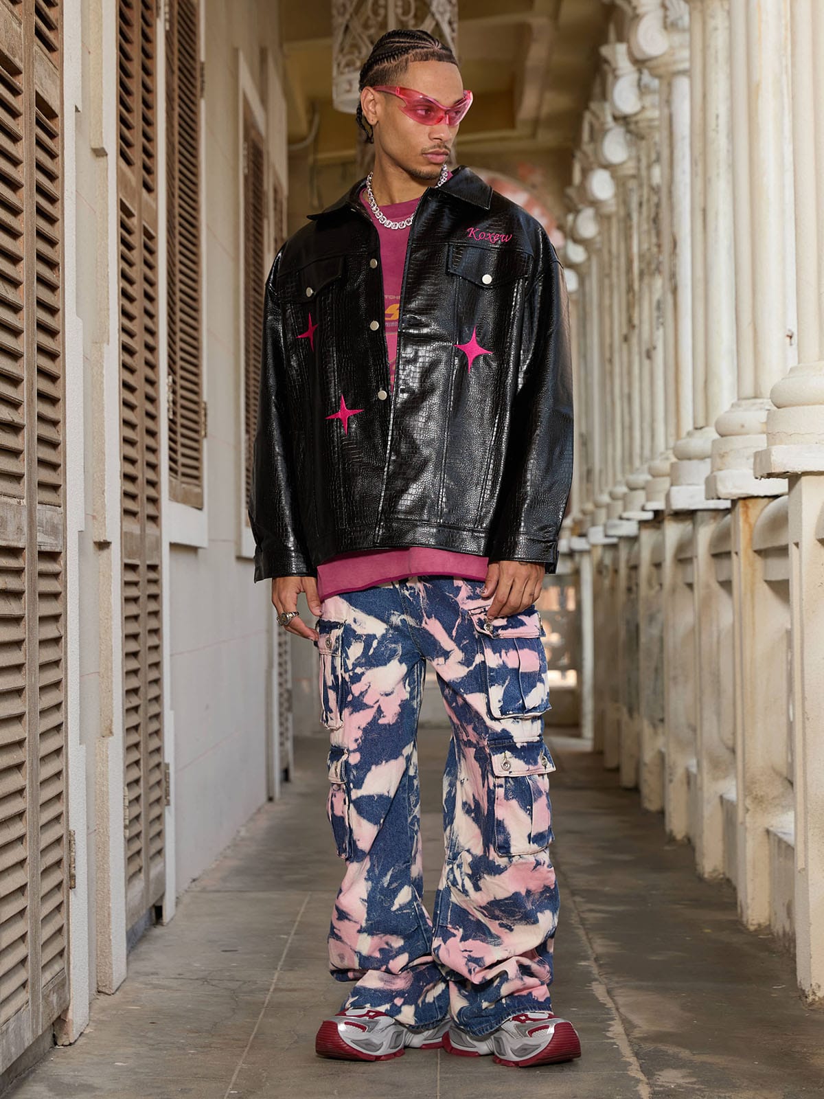 Goatlv Tie-dye Waste Style Camouflage Cargo Jeans - Goatlv