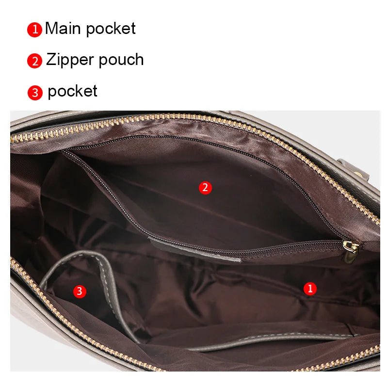 Large Capacity Leather Tote Bag – Soft Cowhide Shoulder Bag Trendha