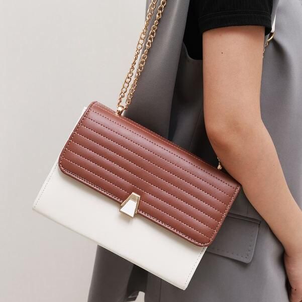 Color Block Quilted Vegan Leather Fashion Shoulder Bag Trendha
