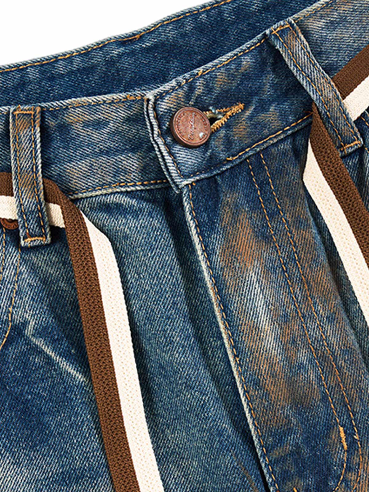 Retro Ink-Splashed Ripped Jeans - Goatlv