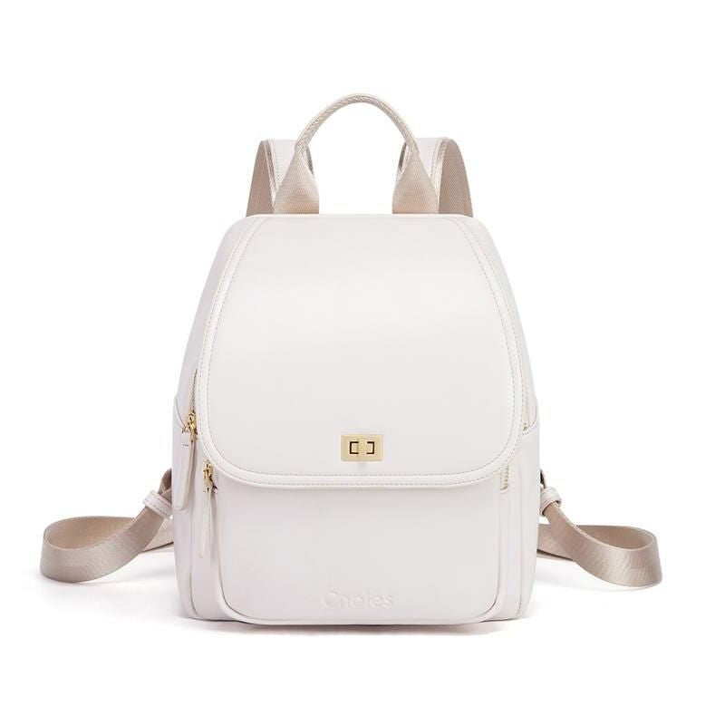 Trendy Off-white Leather Backpack for Women Trendha