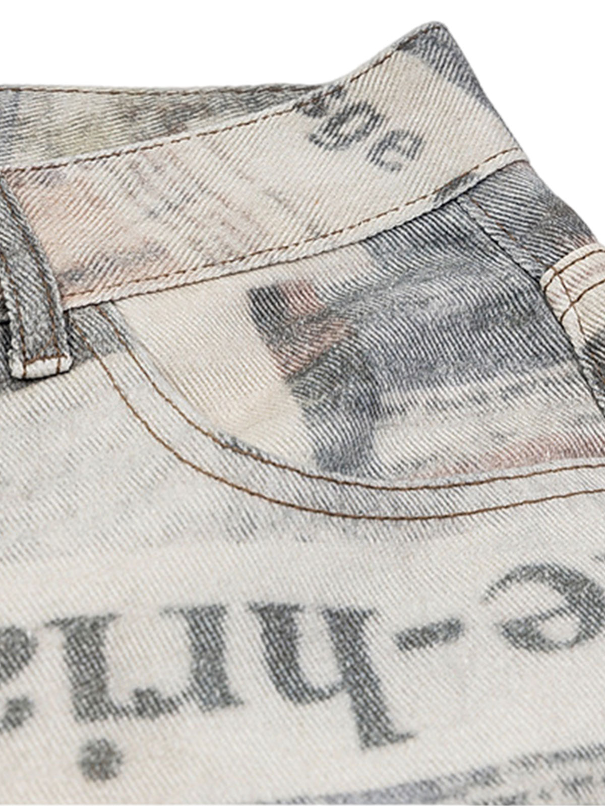 Graffiti Newspaper Baggy Jeans - 2404 - Goatlv