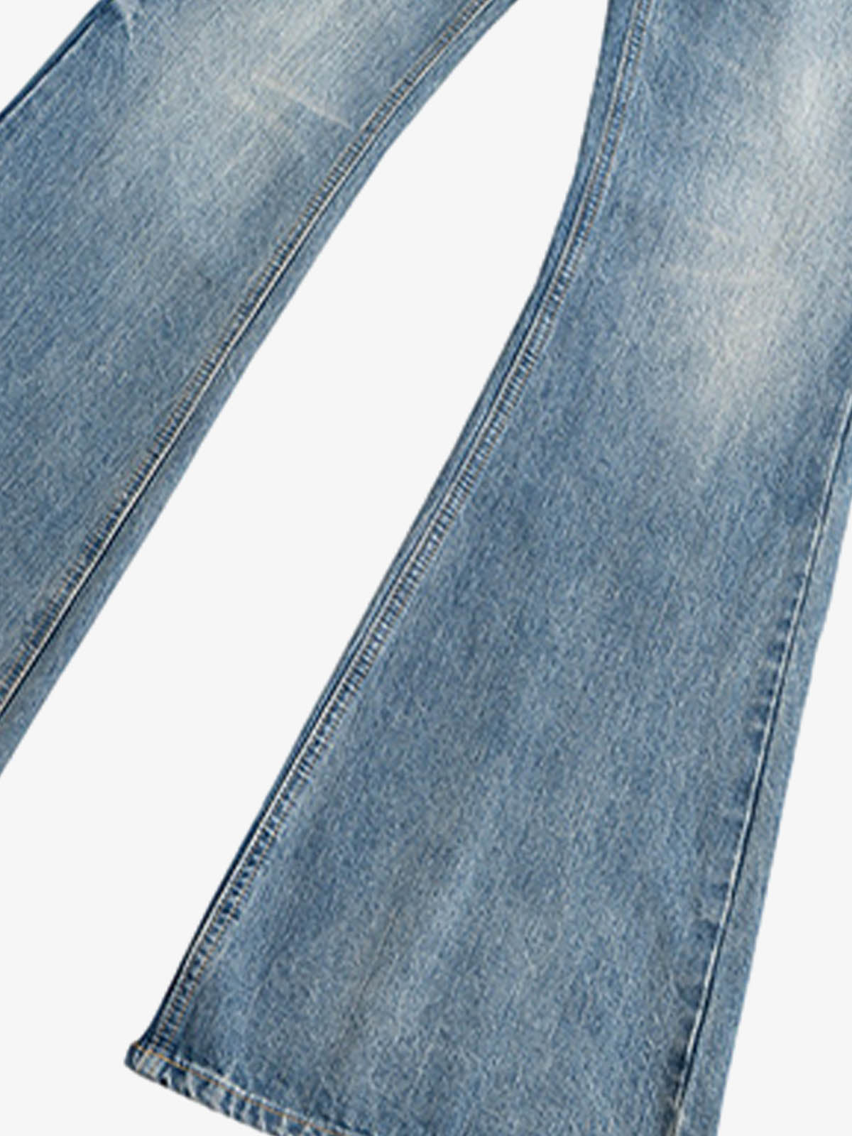 Washed Whitened Flared Jeans - Goatlv