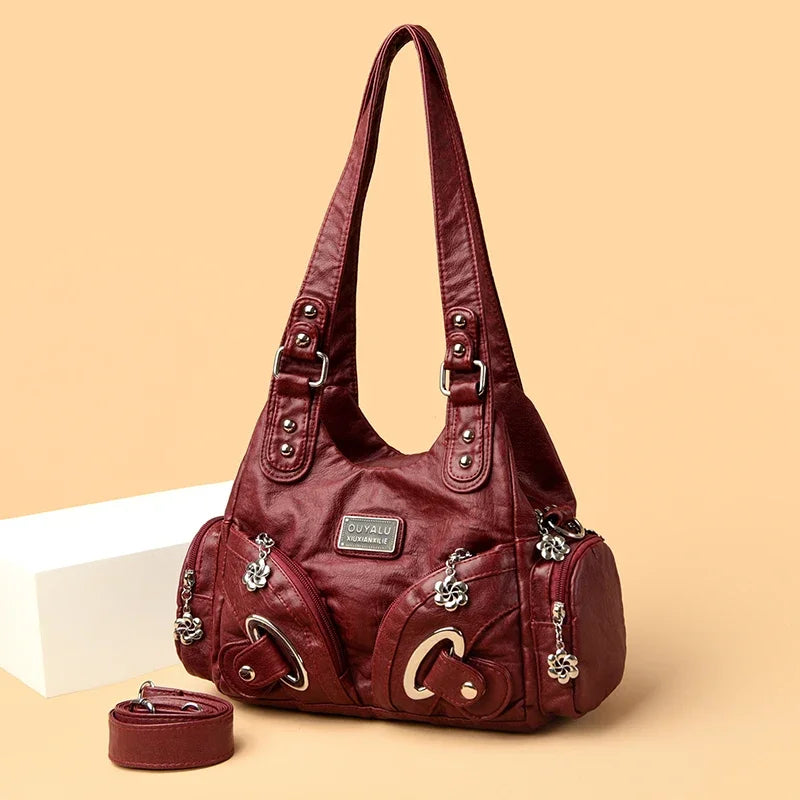 Women's Luxury Soft Leather Crossbody Tote Bag Trendha