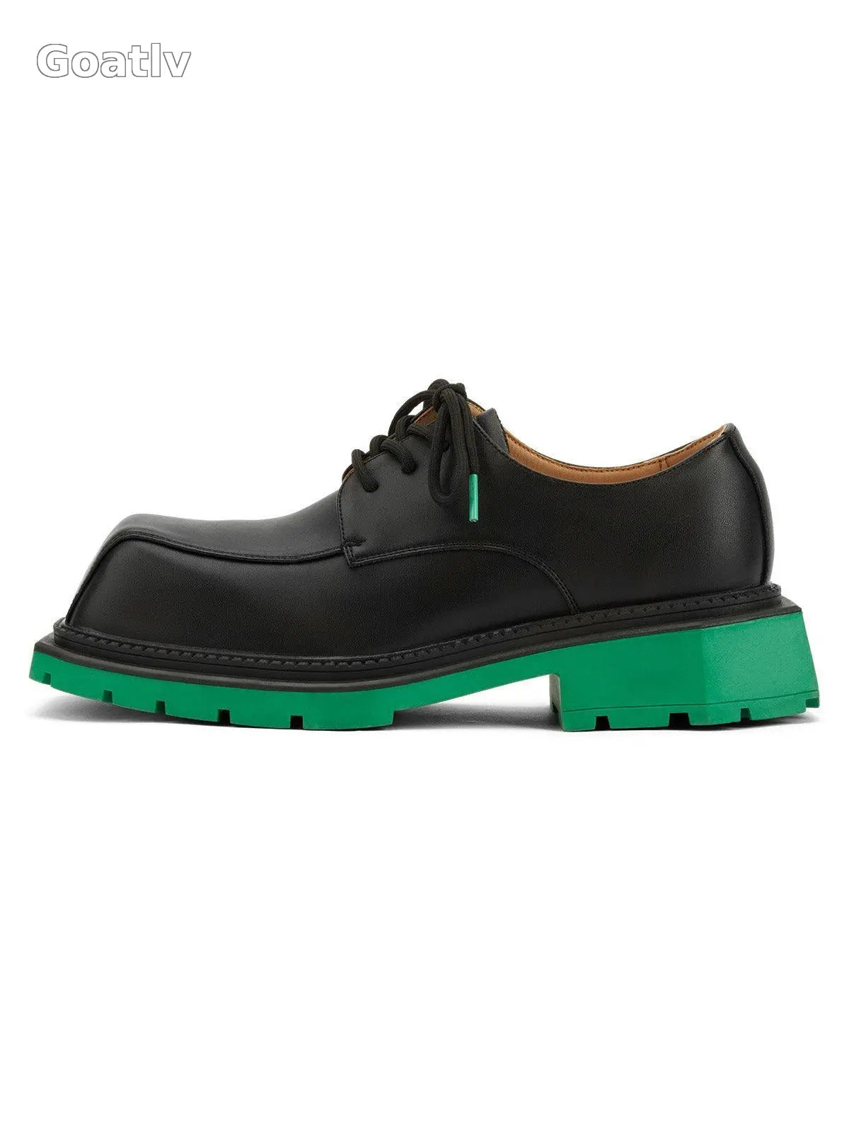 Black Square Toe Leather Shoes - 2119 - Goatlv