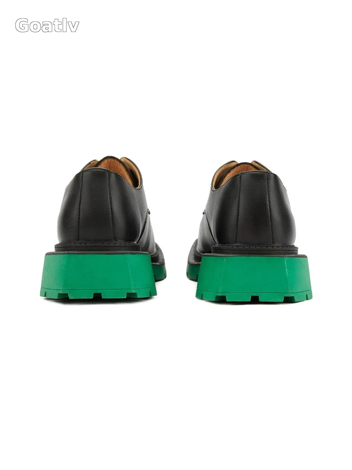 Black Square Toe Leather Shoes - 2119 - Goatlv