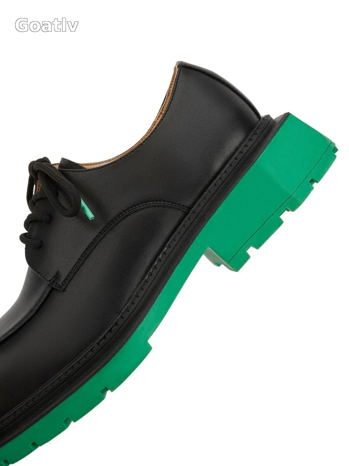 Black Square Toe Leather Shoes - 2119 - Goatlv