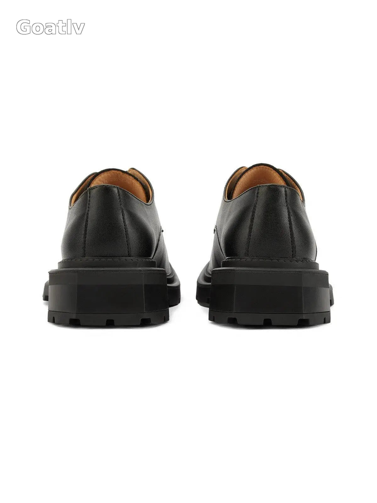 Black Square Toe Leather Shoes - 2119 - Goatlv