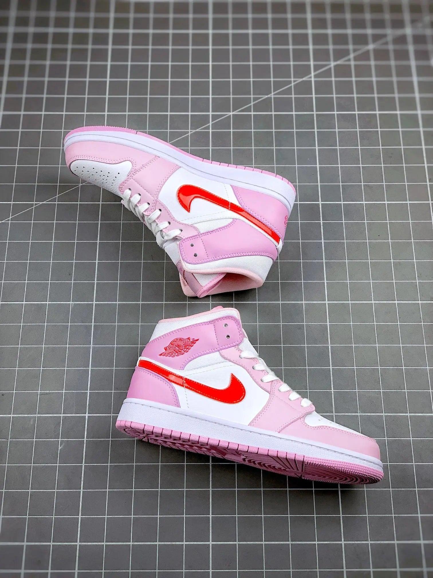 Custom Air Jordan 1 MID Pink Purple Valentine's Day - sneakerhypesusa