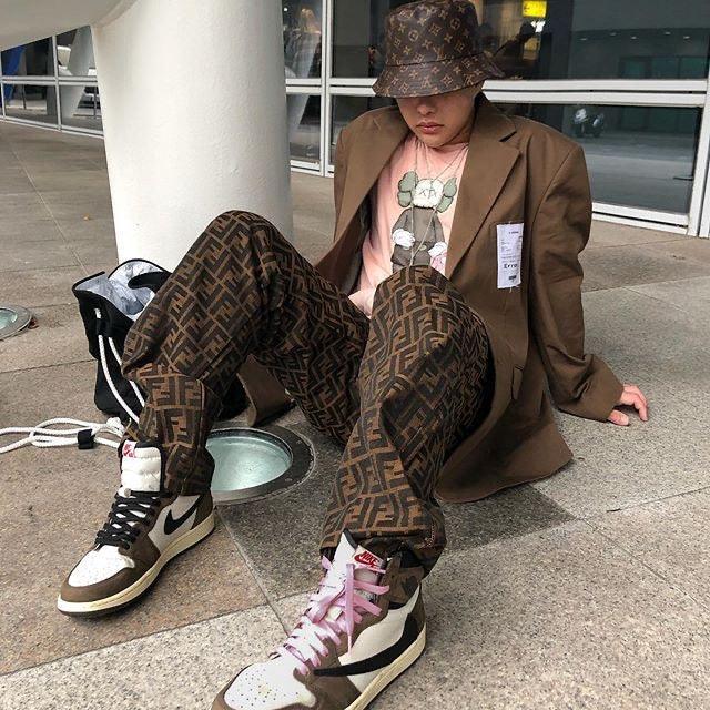 Custom Brown T-Scott x Fragment x Air Jordan 1 High Q ( Customs And Box ), Jordan 1 Sneakers Active CACTUS JACK sneakerhypesusa